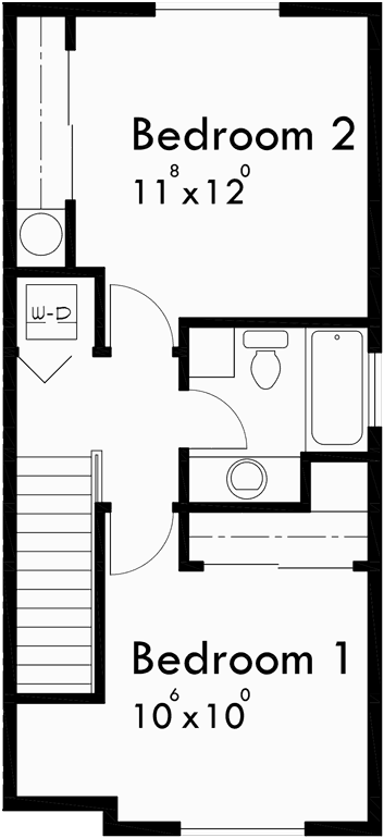 Upper Floor Plan for D-549 Duplex house plans, two story duplex house plans, affordable duplex house plans, D-549