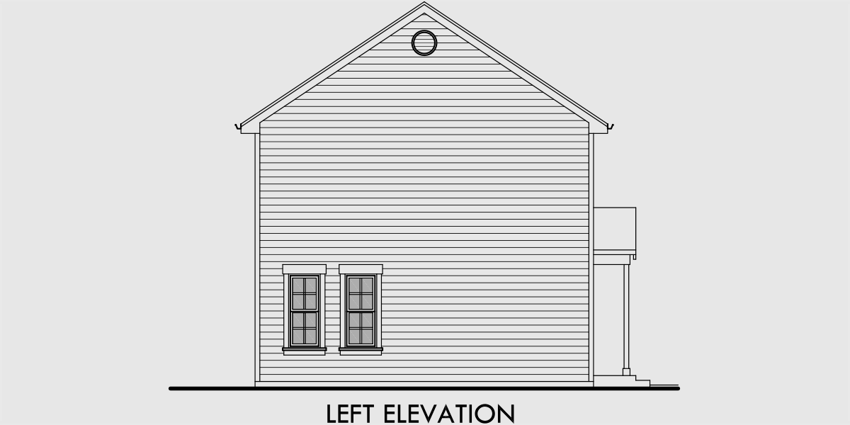 House side elevation view for 10127 Two story house plans, 3  bedroom house plans, colonial house plans, 50 ft wide 24 ft deep