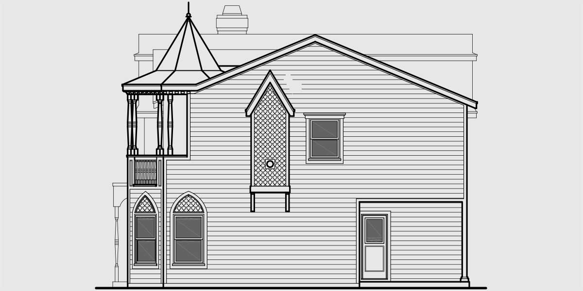 House rear elevation view for 10131 Unique Victorian Classic TV Munster House Plan