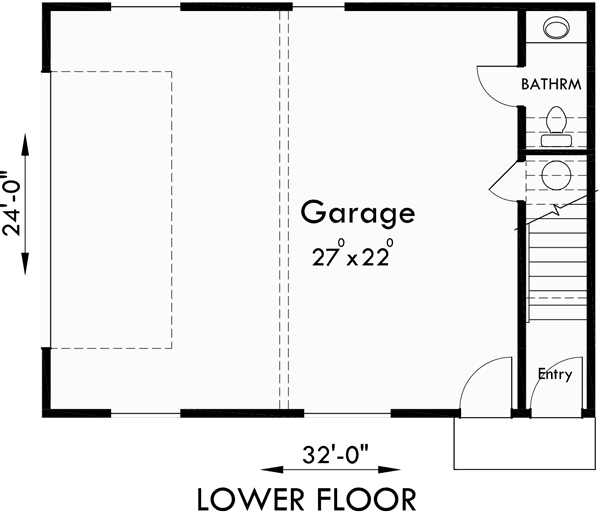 Main Floor Plan for 10143 Carriage Garage Plans, apartment over garage, ADU plans, 10143