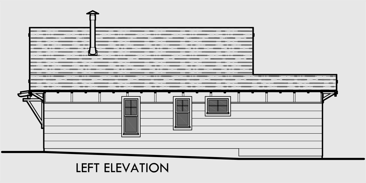 House front drawing elevation view for 10145 House Plan Large Great Room open to the Kitchen with 5 ft Eating Bar Carport and Storage area