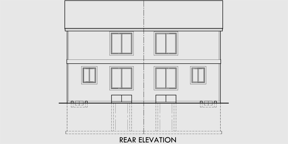 House side elevation view for D-553 Duplex house plans, small duplex house plans, duplex house plans with basement, D-553