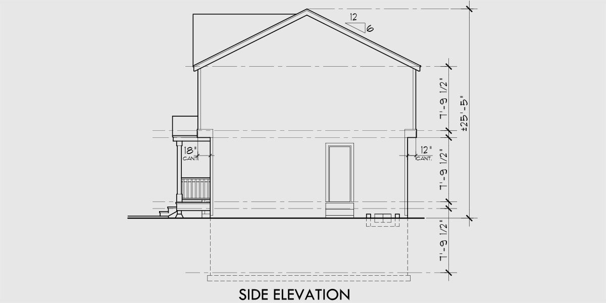 House front drawing elevation view for D-553 Duplex house plans, small duplex house plans, duplex house plans with basement, D-553