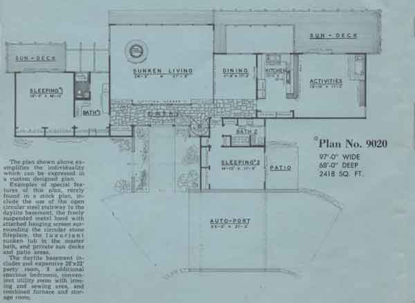 Main Floor Plan 2 for 9020 Contemporary Archive Home Design 