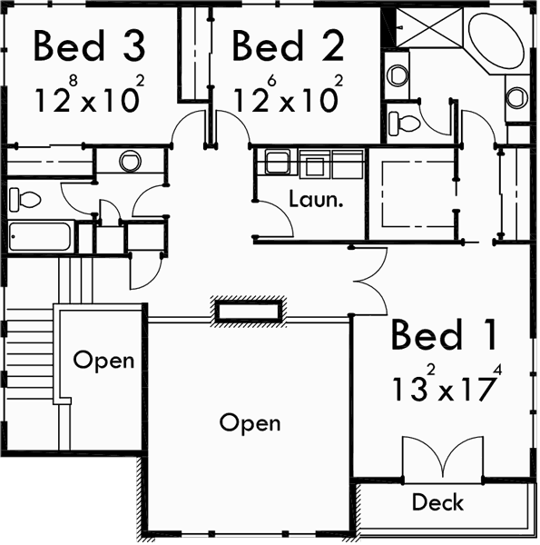 Upper Floor Plan for 10064 Luxury house plans, Portland house plans, 40 x 40 floor plans, 4 bedroom house plans, craftsman house plans, 10064