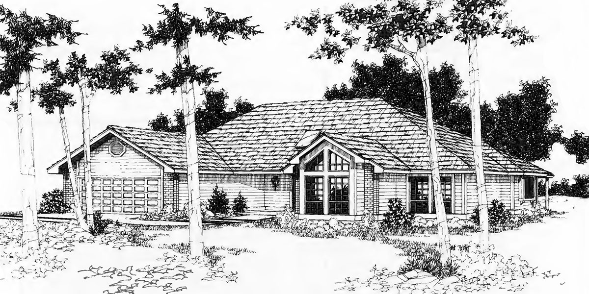 5114 One story house plans, 3 bedroom house plans,  2 car garage house plans, 5114