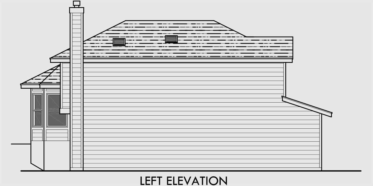 House rear elevation view for 7117 Split level house plans, house plans for sloping lots, 3 bedroom house plans