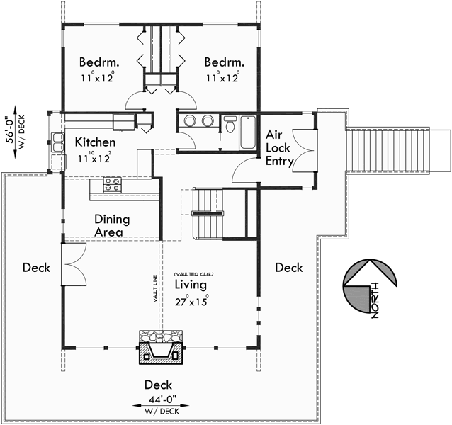 Main Floor Plan for 10082 A frame house plans, house plans with loft, mountain house plans, basement, 10082