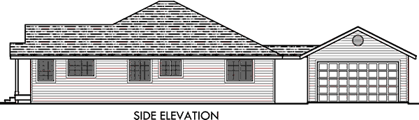 House front drawing elevation view for 10051 One Level Home Design w/ Sun Room