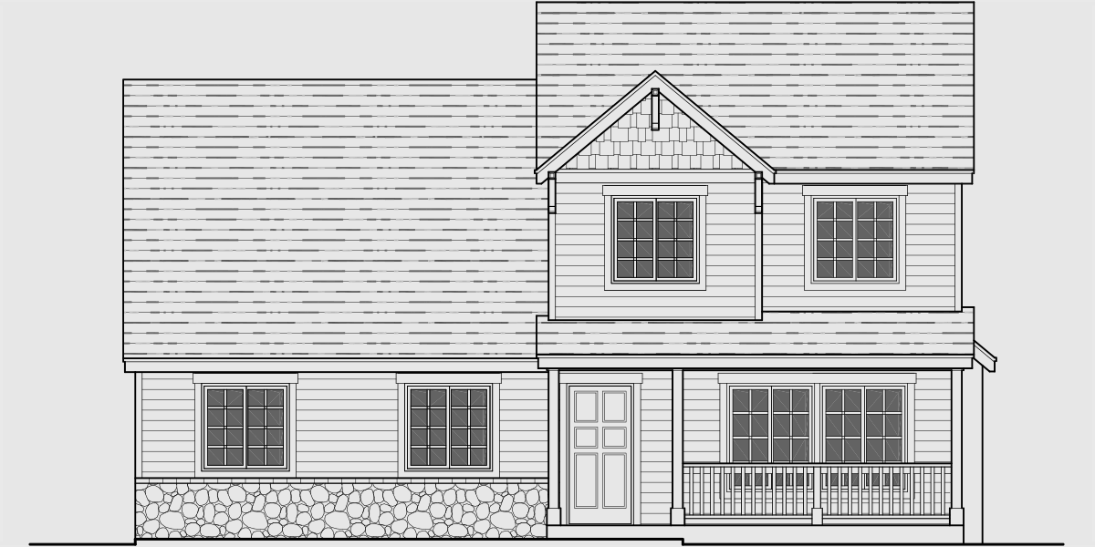 9998 Two story house plans, 3 bedroom house plans, house plans with bonus room, rear entry garage house plans, 40 wide house plans, Covered Porch