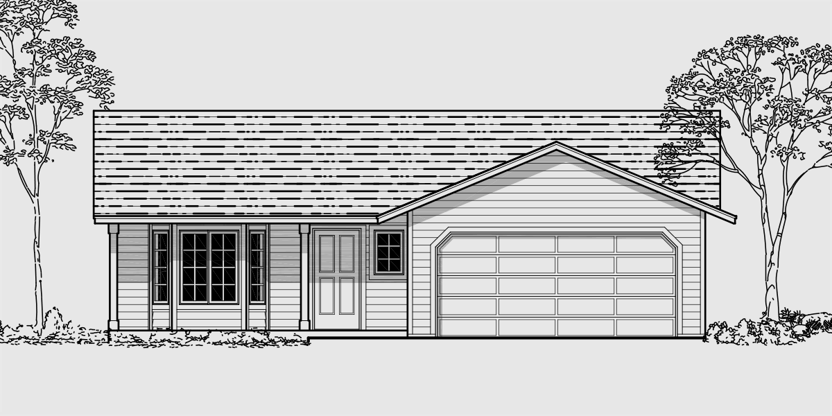9957 Small house plans, 2 bedroom house plans, one story house plans, house plans with 2 car garage, house plans with covered porch, 9957