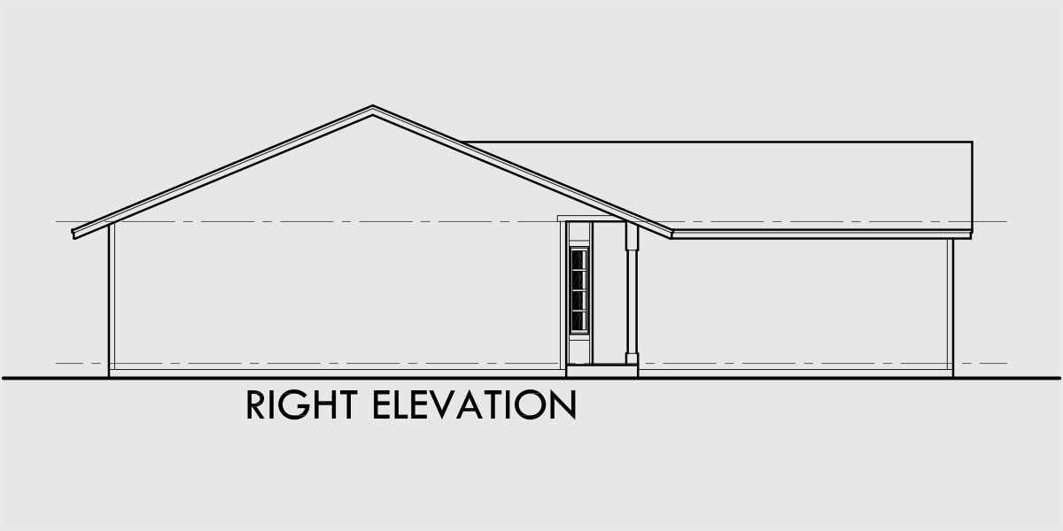 House rear elevation view for 9957 Small house plans, 2 bedroom house plans, one story house plans, house plans with 2 car garage, house plans with covered porch, 9957