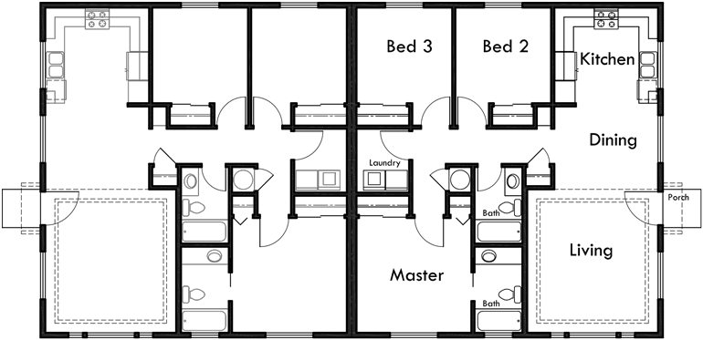 One Story Duplex House Plans Ranch Duplex House Plans 3 Bedroom