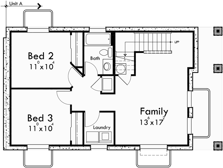 Basement Floor Plan for D-571 Duplex house plans, ADU  house plans, back to back house plans, mother in law house plans,  D-571