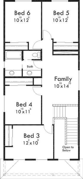 Upper Floor Plan for D-592 Multi-generational house plans, 8 bedroom house plans, house plans with apartment, ADU house plans, D-592