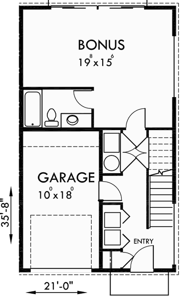 Lower Floor Plan for D-595 Modern Duplex House Plan With First Floor Studio