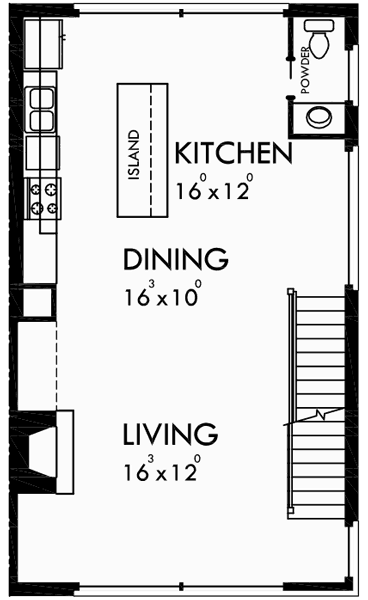 Main Floor Plan for D-595 Modern Duplex House Plan With First Floor Studio