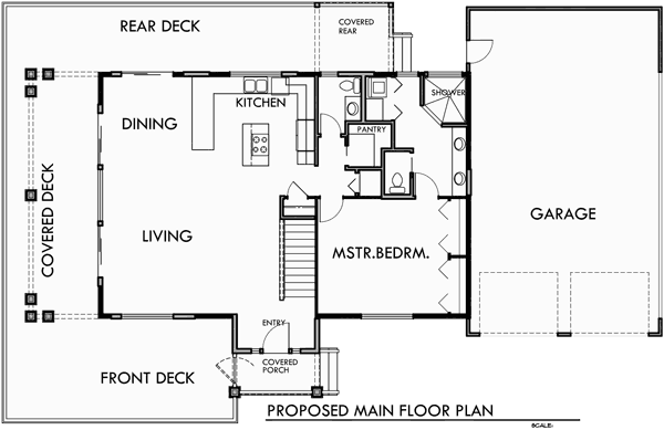 Main Floor Plan for 10155 Residential Remodel House Plans for Portland, Beaverton, Lake Osewgo, Multnomah, Clackamas, and Washington County