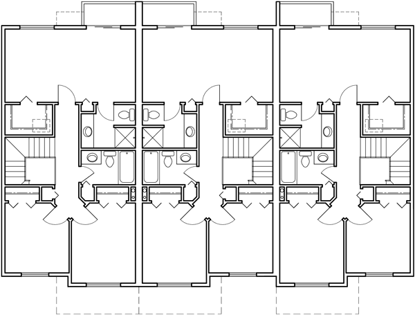 Upper Floor Plan 2 for Triplex, Rowhouse, Townhome, Condo