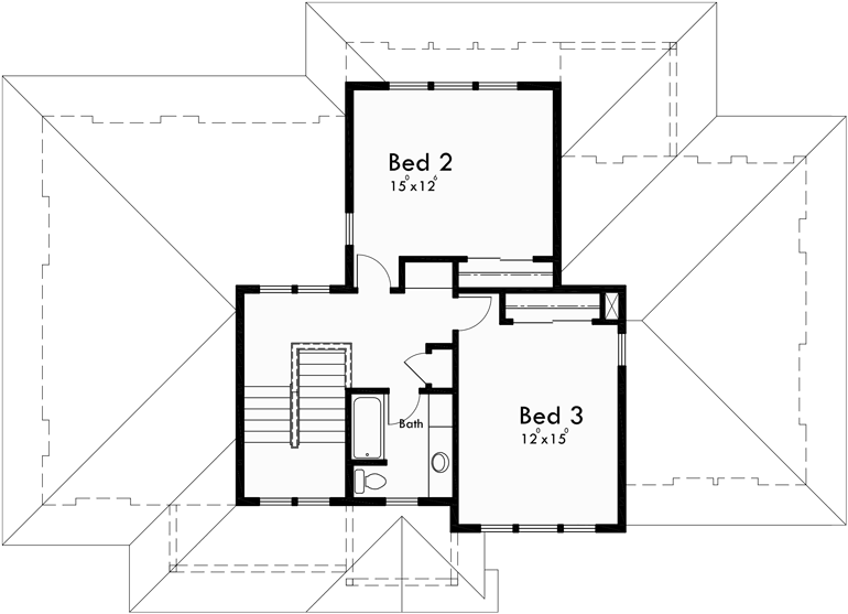 Upper Floor Plan for 10160 Modern Prairie house plans, Hood River house plans, Master bedroom on main floor, 10160