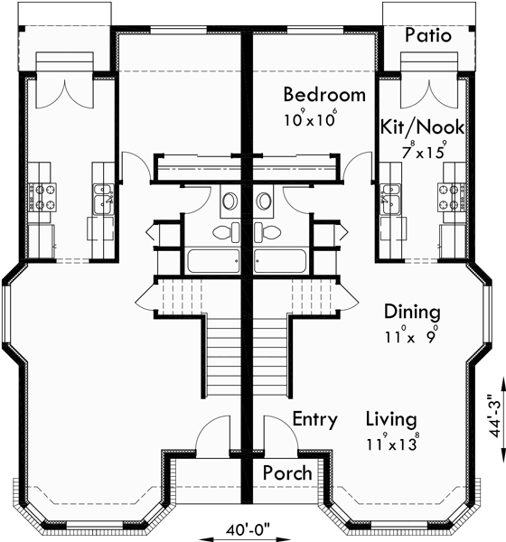 Duplex House Plans Narrow Lot Duplex House Plans D 550