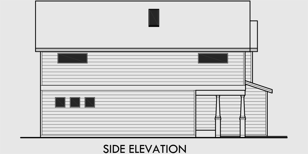 House side elevation view for D-538 Duplex house plans, duplex home designs, duplex house plans with garage, 3 bedroom duplex house plans, D-538