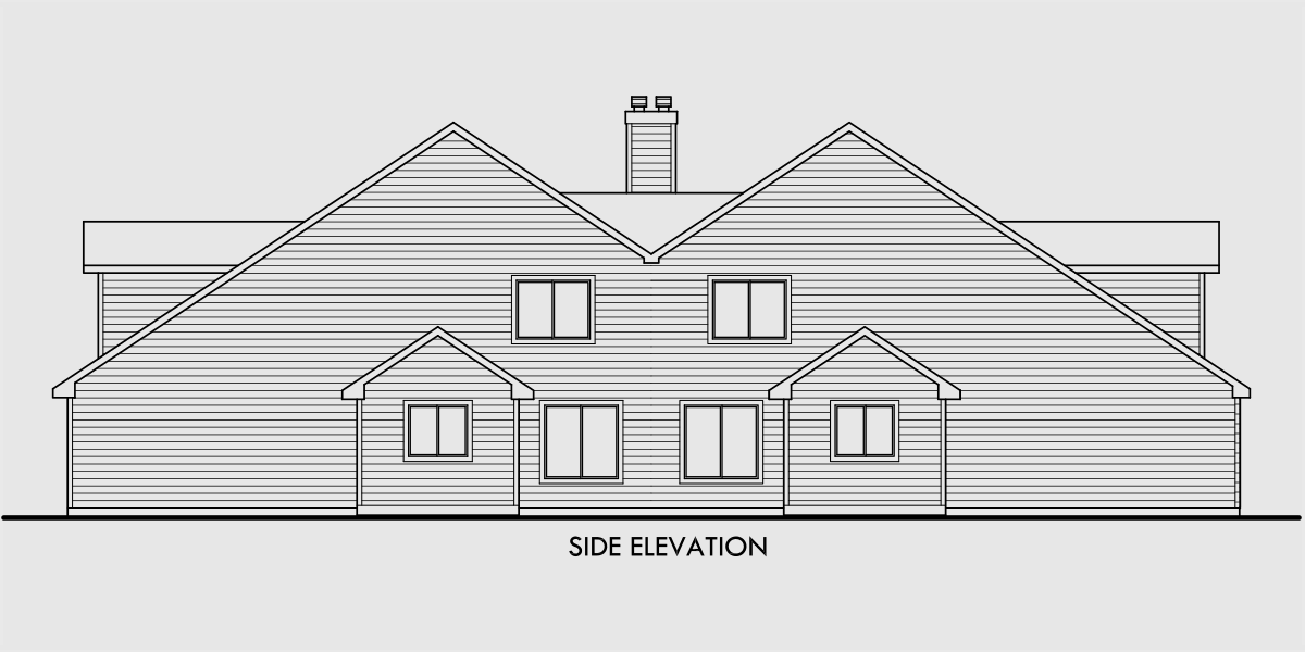 House rear elevation view for D-402 Duplex house plans, back to back duplex house plans, D-402