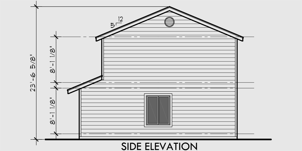 House rear elevation view for D-528 Duplex house plans, 2 master bedroom house plans, 2 story duplex house plans, small duplex house plans, D-528