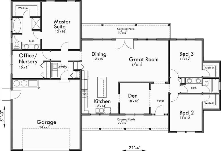 Single Level House Plans One Story House Plans Great Room