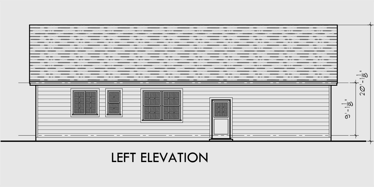 House side elevation view for 10162 Single level house plans, one story house plans, great room house plans, split bedroom house plans, 10162