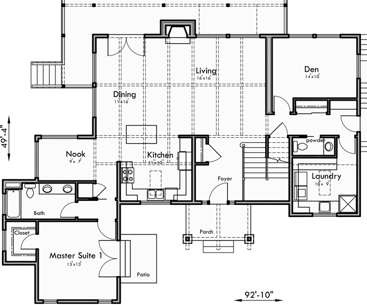 Main Floor Plan 2 for 10148 Custom house plans, 2 story house plans, master on main floor, bonus room house plans, 10148