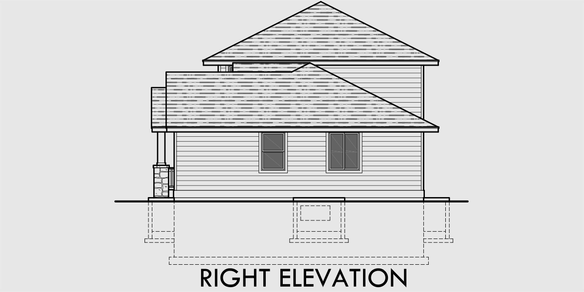 House rear elevation view for 10089 Master bedroom on main floor, side garage house plans, 5 bedroom house plans, 10089
