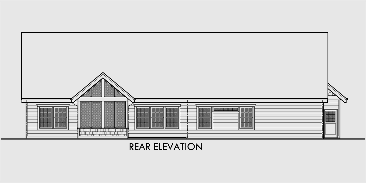 House front drawing elevation view for 10164-fb One story house plans, house plans with bonus room, house plans with safe room, house plans with storm shelter 10164-fb