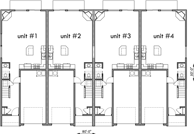 Four Plex House Plans Craftsman Row House Plans F 555