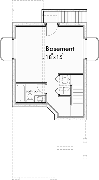 Basement Floor Plan for 10176 Narrow lot house plans with basement, 10176