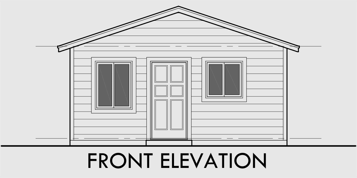 House front color elevation view for 10180 Small house plans, studio house plans, one bedroom house plans, 10180