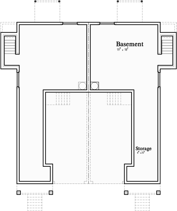 Basement Floor Plan for D-604 Duplex House Plan with Basement D-604