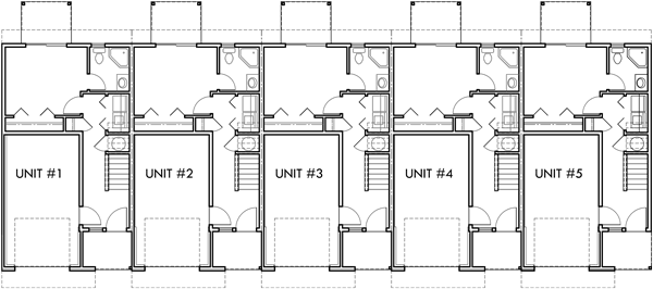 Main Floor Plan 2 for FV-572 5 plex row house plans, reversed living, multi family vacation plex, FV-572