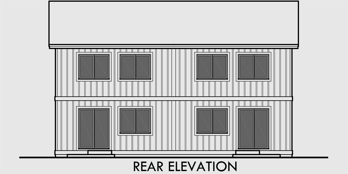 House front drawing elevation view for D-605 Duplex house plan, Row house plan, Open floor plan, D-605