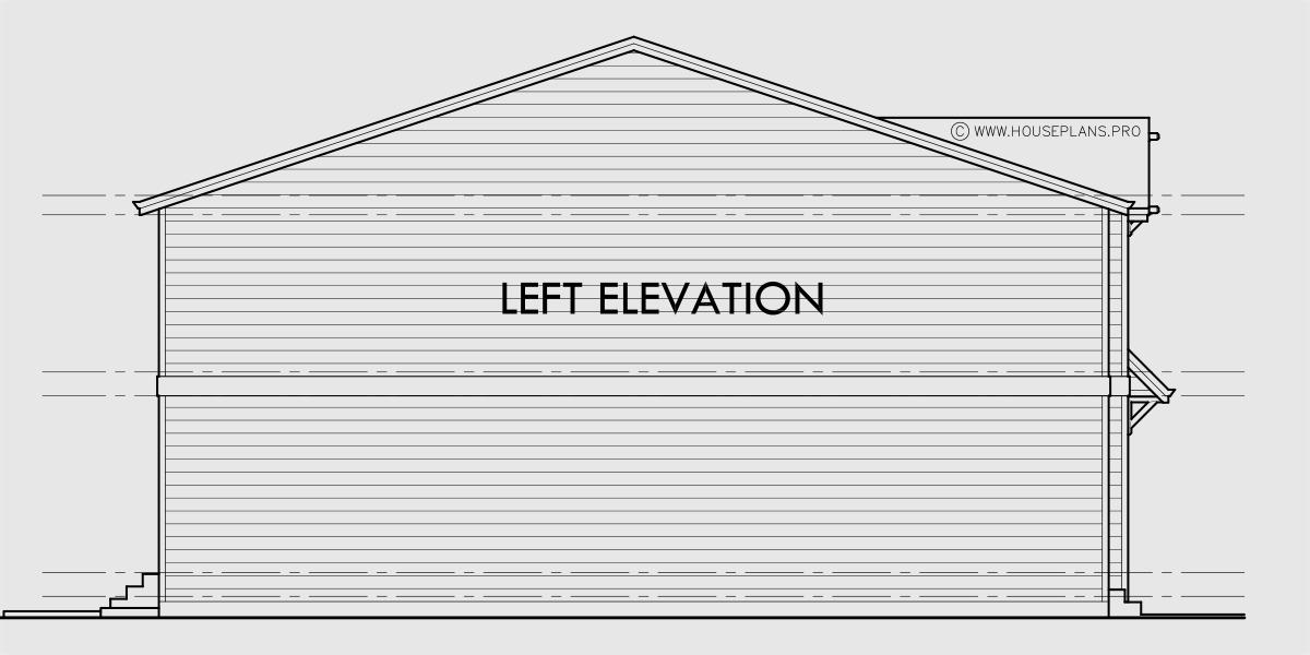House rear elevation view for FV-575 5 plex narrow townhouse, with basement, 20 ft wide row house plans FV-575