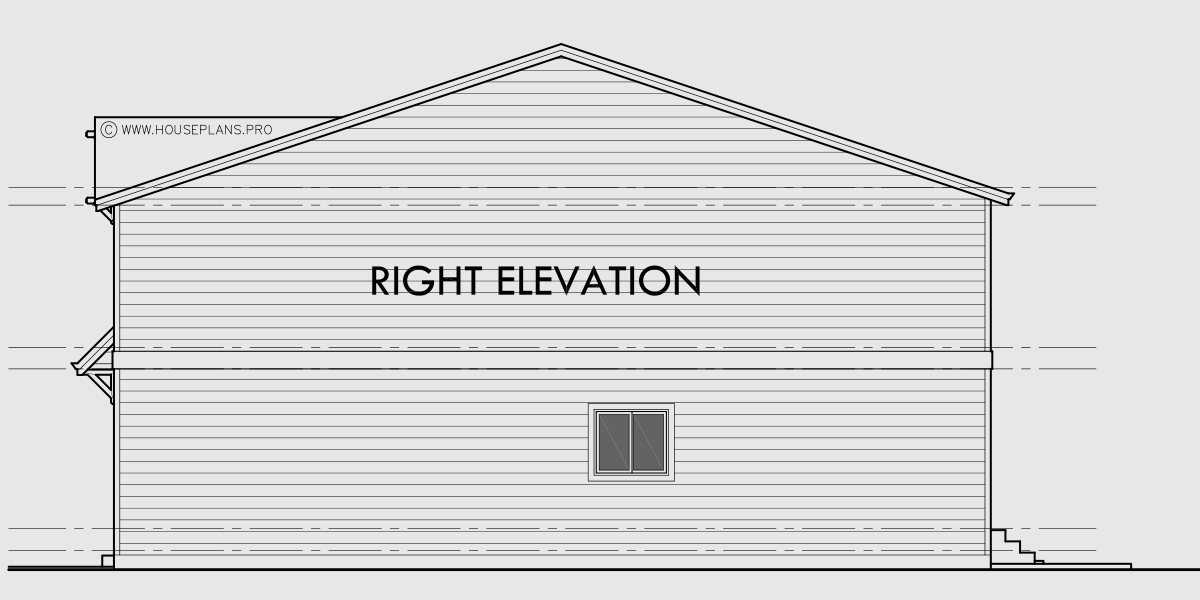 House rear elevation view for FV-575 5 plex narrow townhouse, with basement, 20 ft wide row house plans FV-575