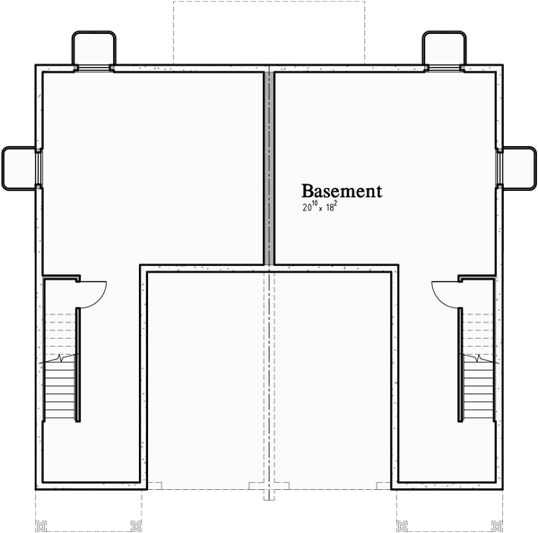 Open Floor Duplex House  Plans  With Basement D 613