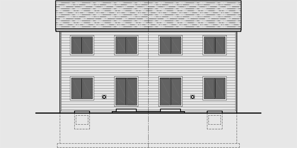 House side elevation view for D-613 Open floor duplex house plans with basement D-613