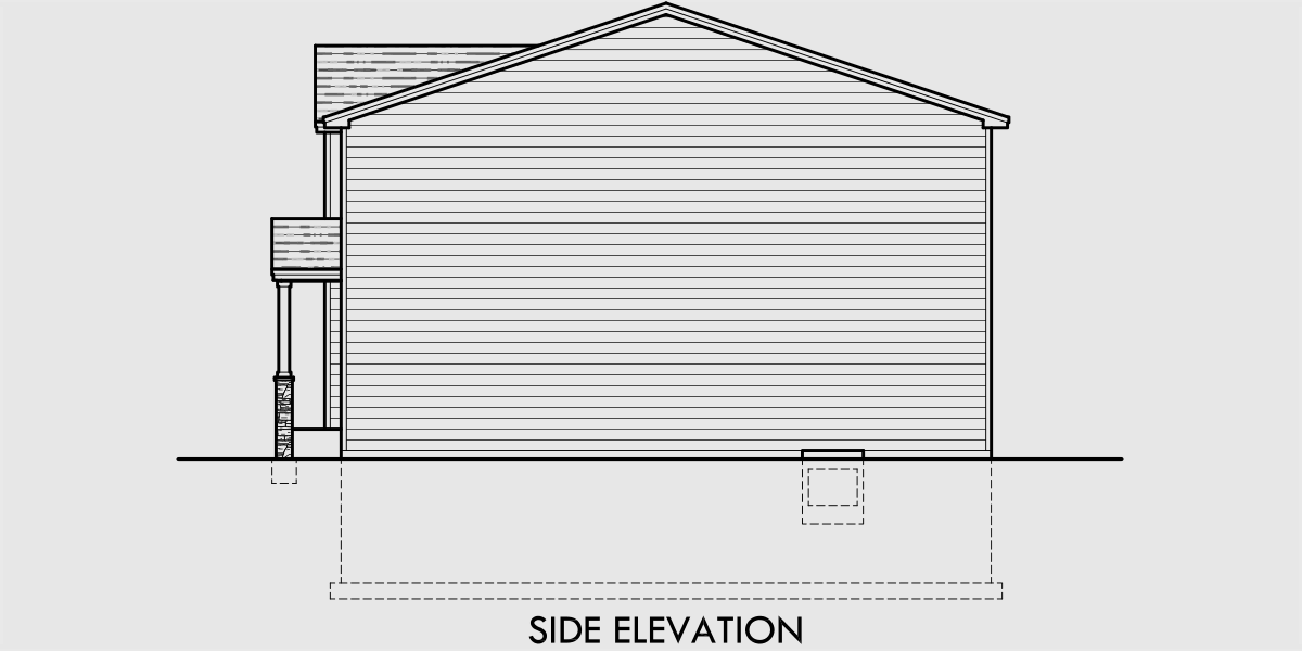 House rear elevation view for D-613 Open floor duplex house plans with basement D-613