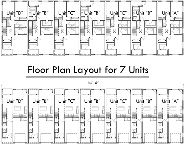 Main Floor Plan 2 for SV-739 Seven Plex house plan SV-739