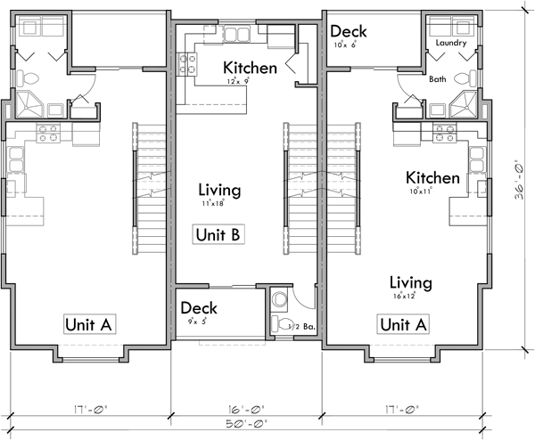 Upper Floor Plan 2 for Triplex house plan 2 and 3 bedroom plans T-424