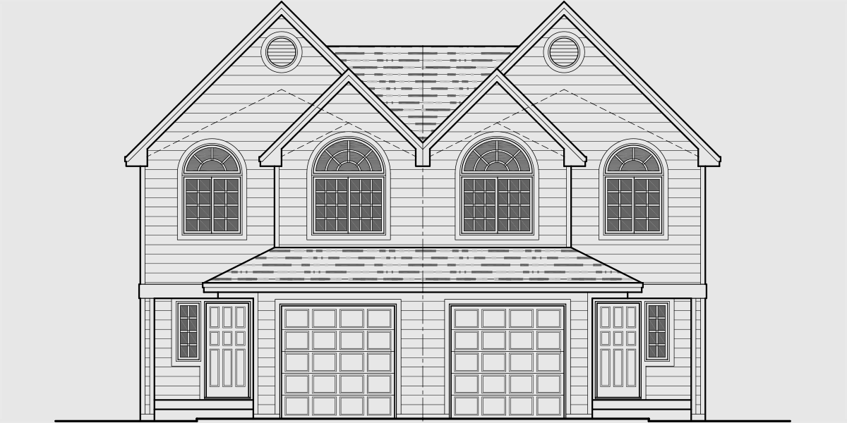 House front drawing elevation view for D-631 2 Story Townhouse Plan