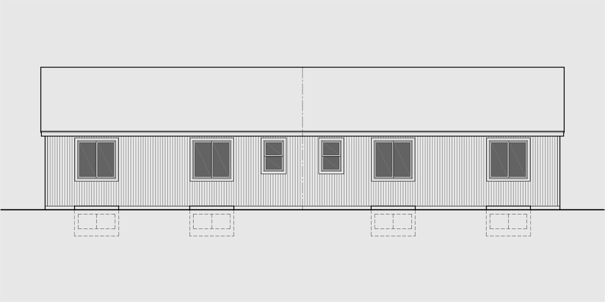 House side elevation view for D-628 Ranch Duplex House Plan With Basement