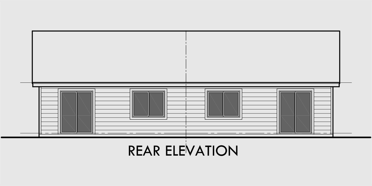 House side elevation view for D-647 2 Bedroom & 2 Bath Duplex House Plan for Narrow Lot