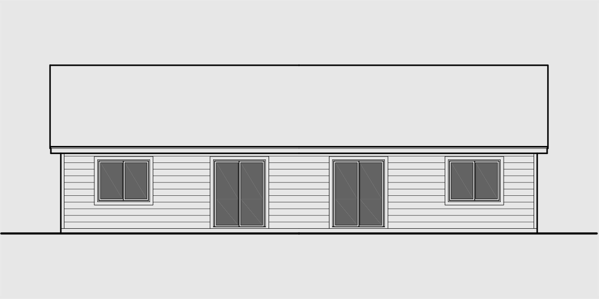House side elevation view for D-652 Narrow Duplex House Plan With Garage in Middle